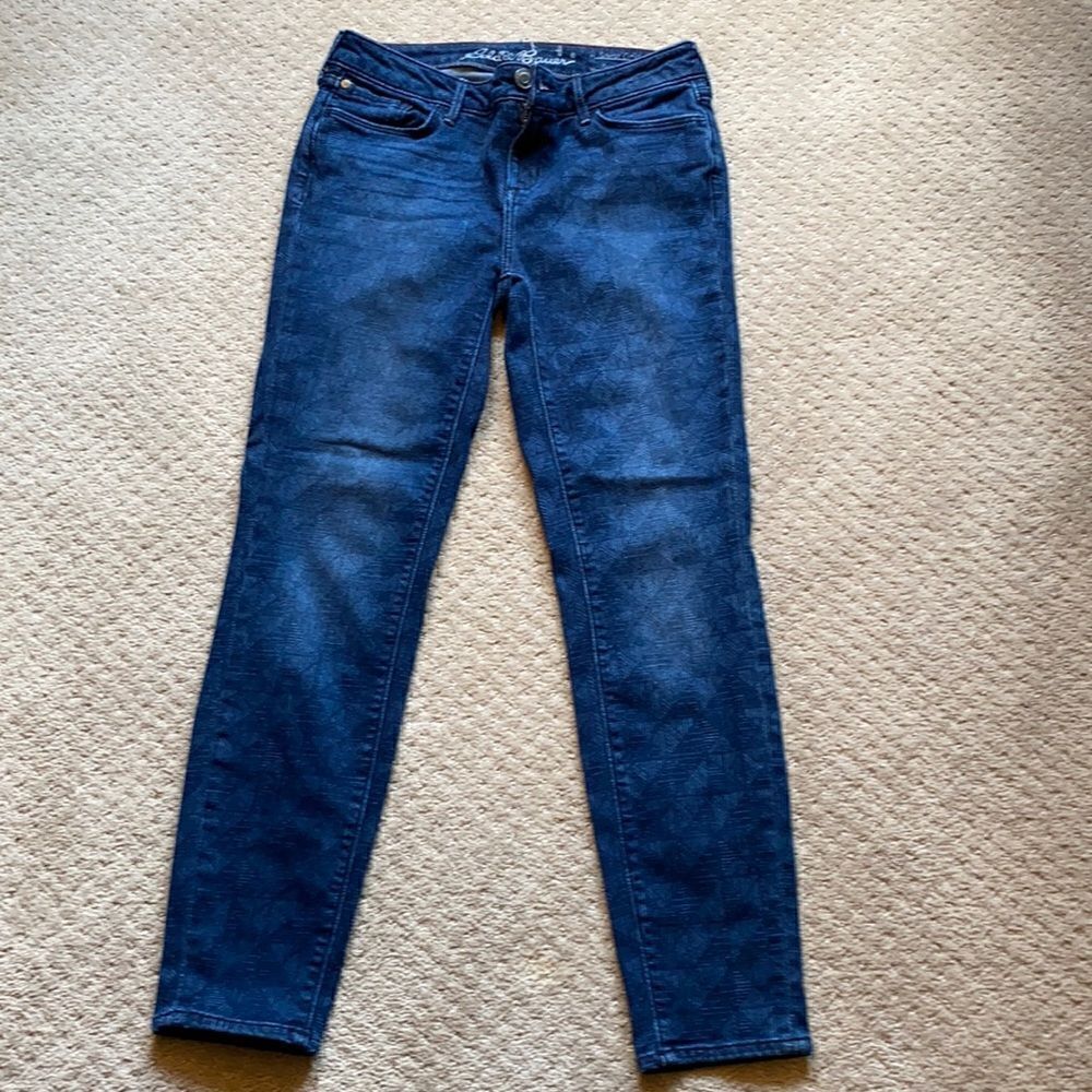 Eddie Bauer Slightly Curvy Skinny Ankle Jeans – Size 4, Printed Denim